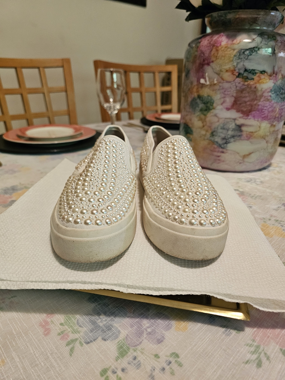 INC Pearl-Embellished Women's Slip-On Sneakers - White